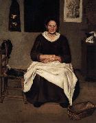 Antonio Puga Old Woman Seated oil painting on canvas